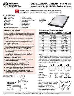 Kennedy CM CMA Polycarbonate Skylight Install Thumb