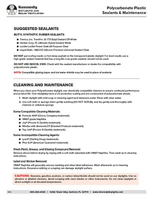 Kennedy Polycarbonate Plastic Sealant Info Sheet Thumb