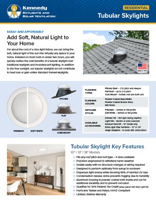 Kennedy Residential Tubular Skylight Spec Sheet Thumb