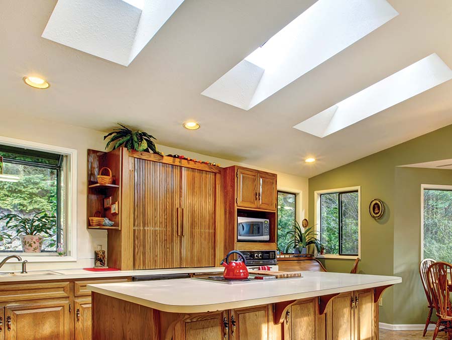 kennedy curb mount polycarbonate skylight installed in kitchen