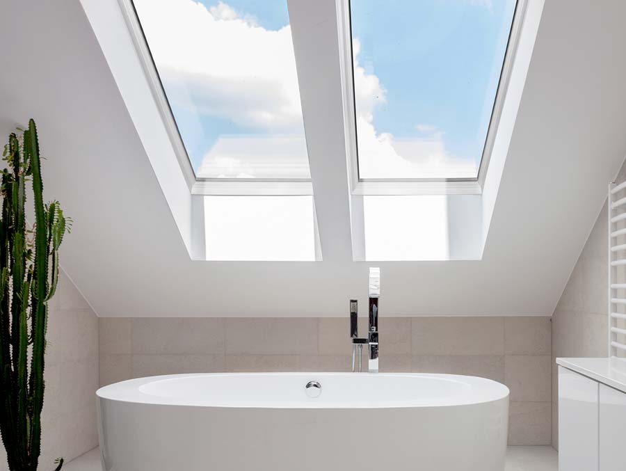 kennedy curb mount aluminum hurricane rated polycarbonate skylight installed in bathroom
