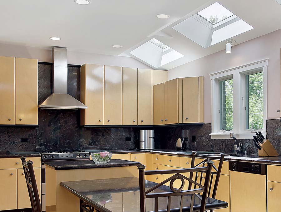 kennedy self flashing polycarbonate aluminum styrofoam skylight installed in kitchen