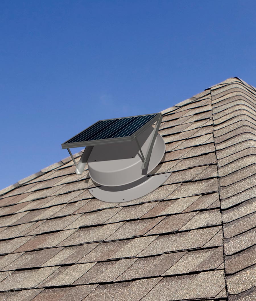 Kennedy Gray Roof Mount Solar Attic Fan Installed on Home