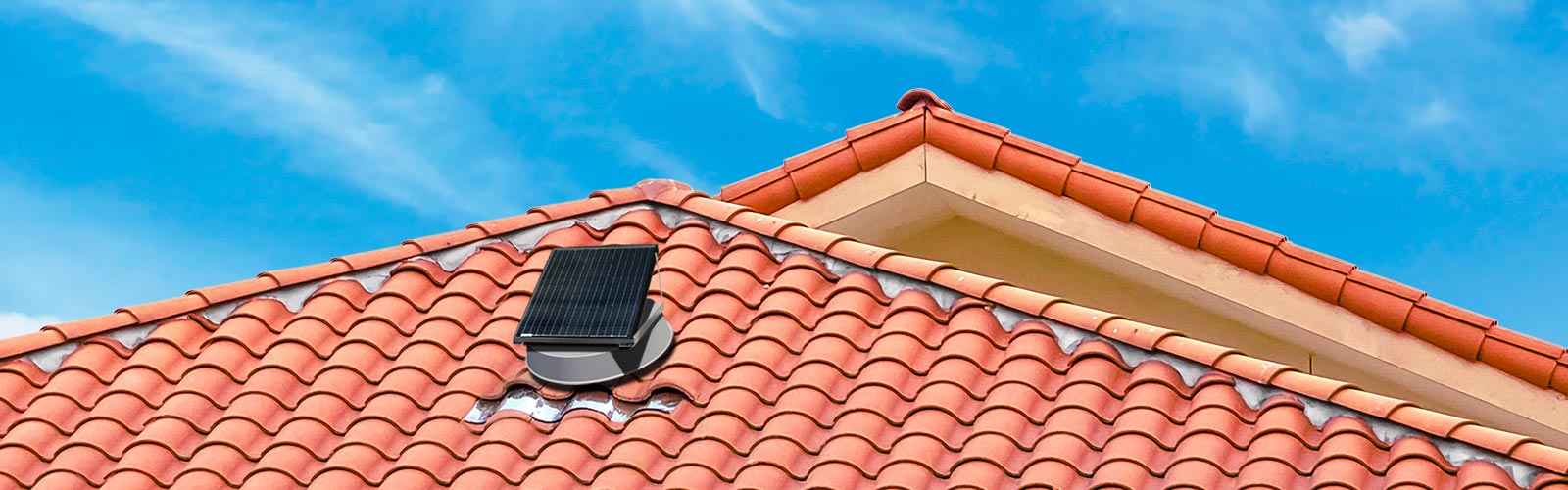 Solar Attic Fan Installed on Clay Roof