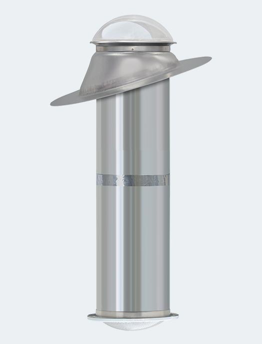 K series 10 inch pitch tubular skylight model mill finish